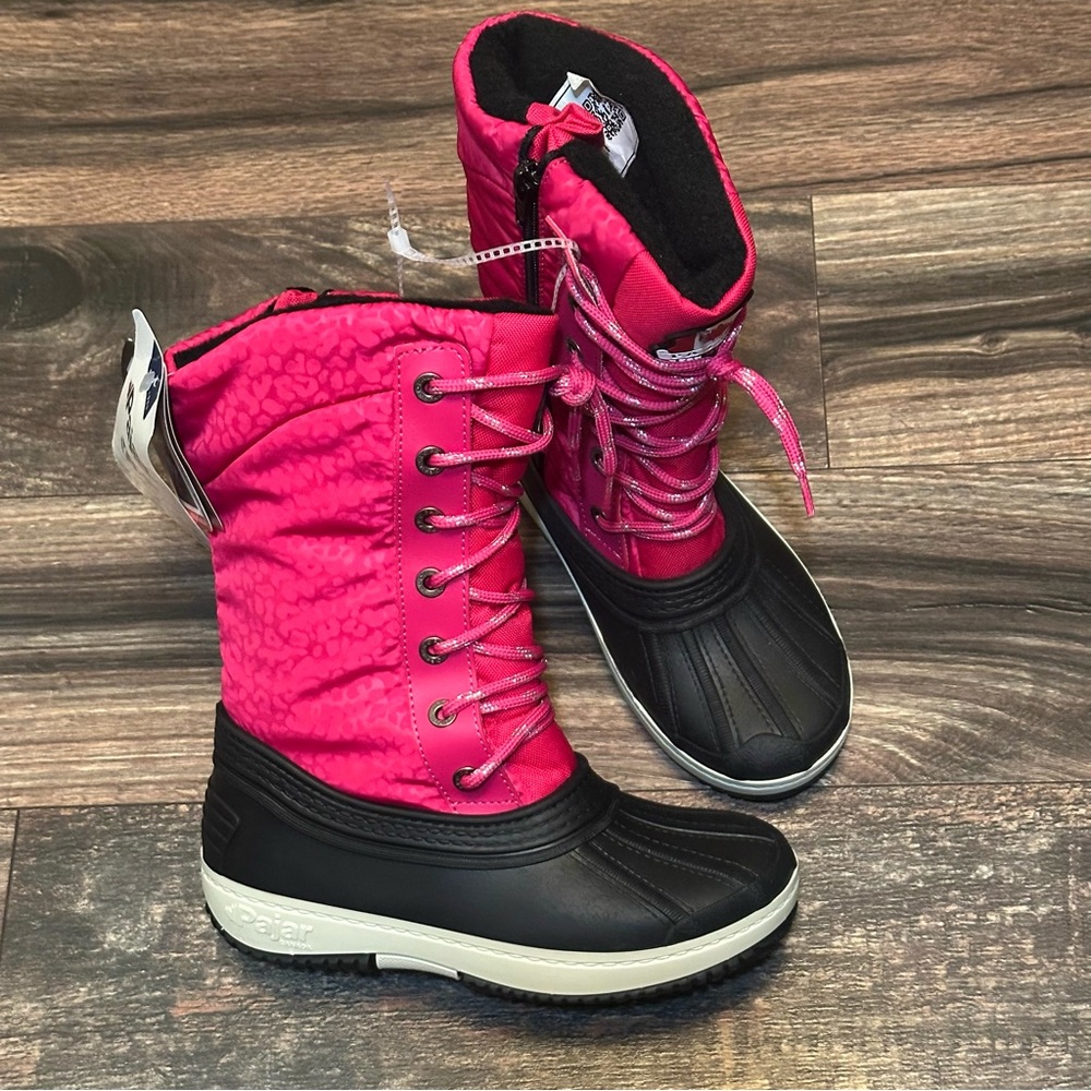 Pajar Kids pink and black waterproof boots girls size 2Y BNWT